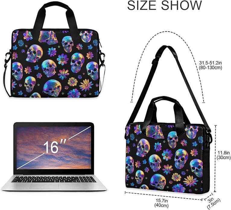 MNSRUU Laptop Bag for 15.6 inch Black Gothic Bats