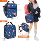 opux Premium Insulated Lunch Box, Soft School Lunch Bag for Kids Boys Girls, Leakproof Small Lunch Pail Men Women Work, Reusable Compact Cooler Tote Lunchbox for Office, Space Astronaut