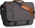 ESTARER Computer Messenger Bag 15-15.6 inch, Laptop Work Bag Briefcase for Bussiness/College/Travel, Water-resistant Canvas Shoulder Satchel, Grey