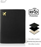 Passport Holder for Travel Essentials,RFID Blocking Passport Cover Case for Travel Accessories,Travel Wallet for Women Men (Black)