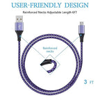 Micro USB Cable, [4Pack/3Ft] Android USB Male to Micro B Charger Cord, Fast Charging Speed Data Wire Nylon Colored Braided Powerline Cable for Samsung Galaxy S7 S6 J7 J3 J8 A01 Kindle Fire Droid