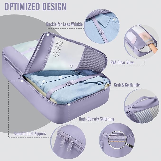 Veken 8 Set Packing Cubes for Travel Essentials, Suitcase Organizer Bags in 4 Sizes, Carry-On Luggage Accessories with Large Laundry & Hanging Toiletry Bag, Must-Have for Airplane, Road Trip & Camping