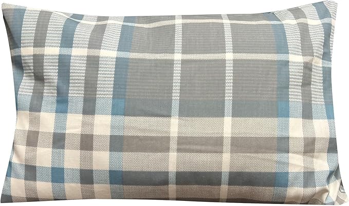 Disc-O-Bed Compact and Packable Travel Pillow with Washable Cover, Ultralight for Backpacking, Hiking, and Camping, Ocean Plaid