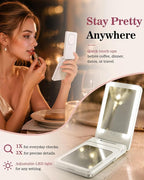 5-in-1 Magnetic Power Bank, 5000mAh Portable Wireless Charger with Mirror, Stand, Bluetooth Remote & Card Holder, MagSafe Compatible Travel Essential for iPhone & Samsung, USB-C Cable Included, Khaki
