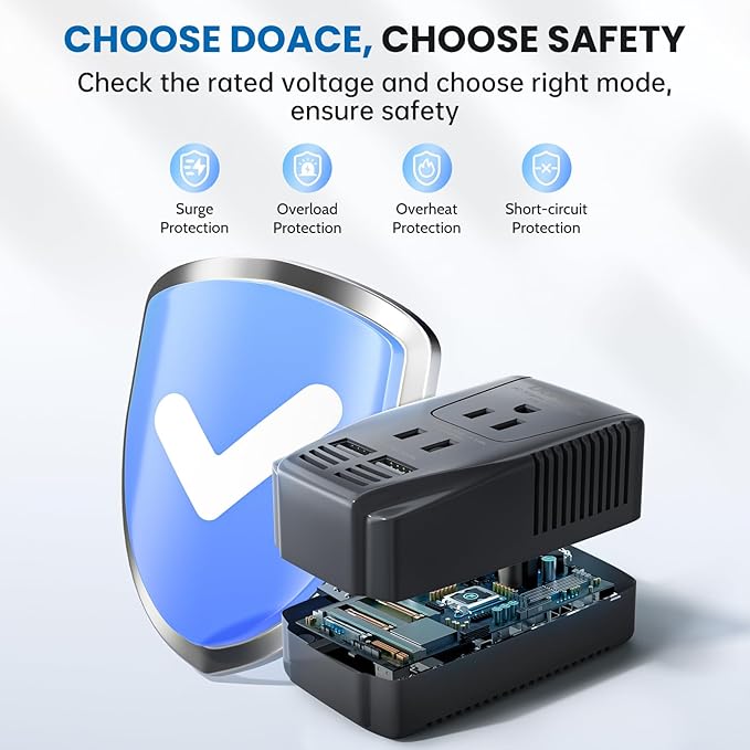 Upgraded 2000W Voltage Converter US to Europe -220V to 110V Converter for European Travel for Hair Dryer Straightener, 2300W Power Converter Adapter Combo with Dual USB for Tablet Camera Cell Phone