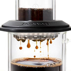 AeroPress Premium Coffee Press, Glass, Stainless Steel & Aluminum Coffee Maker, all-in-One French Press, Pour-Over & Espresso-Style manual brewer, 2 min brew for less bitterness, more flavor (Black)
