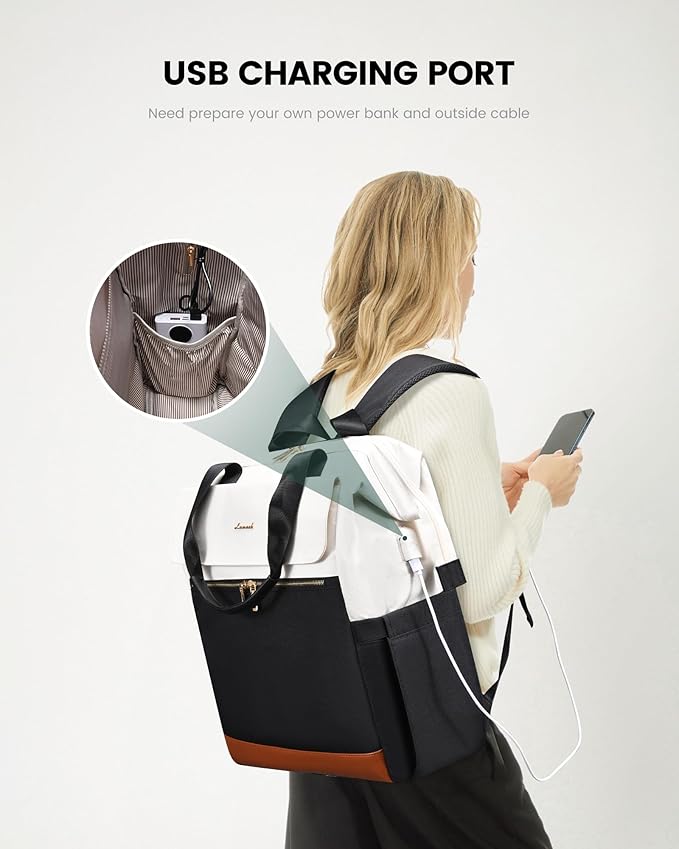 LOVEVOOK 18 Inch Laptop Backpack for Women, Large Capacity Travel Backpack with Organizer Bag, Waterproof Carry on Backpack Purse Work Bag with USB Port for College Teacher Nurse, 2PCS