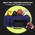 130L Extra Large 36" Heavy Duty Sports Gym and Travel Duffel Bag - Oversized Equipment Gear Bag for Basketball, Baseball, Hockey, Football, Helmets, and Pads - Durable, Giant (Blue)