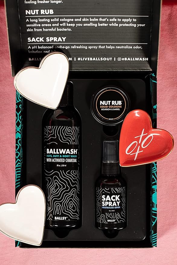 Ballsy Nuts About You Sack Pack, Men's Fresh Kit, Gift for Valentine's Day, Includes Ballwash, Sack Spray and NutRub, Sun & Surf