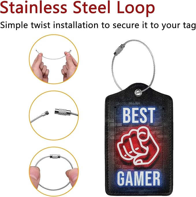 GACCAP 2 Pack Luggage Tags for Suitcase, Privacy Cover ID Label with Stainless Steel and Address Card for Travel Bag Backpack Cruise Ship Essentials Tag Men Boys - Best Gamer