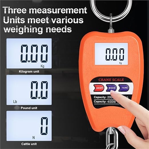 3-Pack 200KG High Precision Luggage Scale with LCD Display, Kg/Lb/N, Portable Electronic Hook Scale