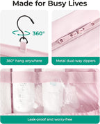 BAGSMART Travel Toiletry Bag for women, Portable Hanging Hook Makeup Bag Organizer, Waterproof Makeup Cosmetic Bag, for Full-Size Accessories, Toiletries, Beige