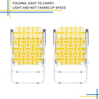 Folding Patio Lawn Webbed Chair Set of 2, Portable Outdoor Beach Chair for Adults, Camping Chair Steel Frame 300lbs Capacity for Yard, Garden Dining, Party, Picnic, Yellow
