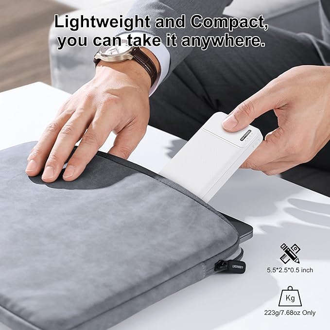 AsperX 2 Pack 10000mAh Portable Charger,USB C Fast Charging Power Bank Input & Output,Travel External Battery Pack Compatible with iPhone Samsung Android Phones,Heated Vest,Black and White
