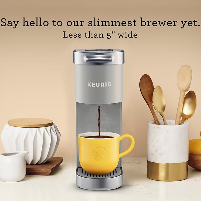 Keurig K-Mini Plus Single Serve K-Cup Pod Coffee Maker, with 6 to 12oz Brew Size, Stores up to 9 K-Cup Pods, Travel Mug Friendly, Studio Gray