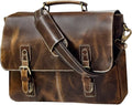 RUSTIC TOWN 16" Leather Laptop Messenger Bag for Men - Full Grain Leather Briefcase Computer Satchel Office Crossbody Bag