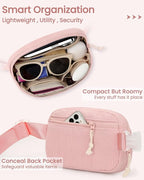 Vankor Pink Fanny Pack for Women Cross Body, Corduroy Pink Belt Bag for Women Crossbody Stylish Waist Pack Purse for Travel, Hiking, Workout, Running