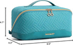 BAGSMART Makeup Bag Cosmetic Bag, Travel Makeup Bag,Water-resistent Makeup Bags for Women Portable Pouch Open Flat Make Up Organizer Bag for Toiletries, Brushes, Teal