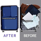 BAGAIL 4 Set/6 Set/8 Set Compression Packing Cubes Travel Accessories Expandable Packing Organizers (Cloth Pattern, 4-Navy)
