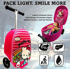 Fast Forward Hello Kitty 2-in-1 Kids Scooter Suitcase & Ride-on Carry-on Luggage Lightweight Travel Case with Built-in Kick Scooter