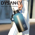 DYSANKY 64 oz Insulated Water Bottle | Thickened Stainless Steel Water Jug for Gym and Hiking with Straw, Carrier Bag, Handle Strap | BPA-Free 64 oz
