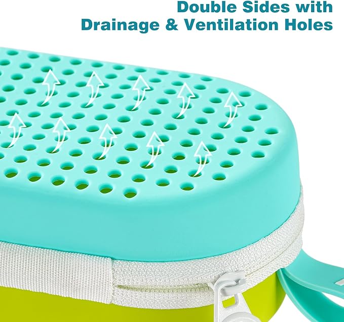 Swim Goggle Case For Swimming Goggles, Swimmer Gifts for Kids Teens Adults, Silicone Cases with Drain Hole