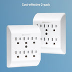 [ETL Listed] Cable Matters 2-Pack 6 Outlet Extender Wall Tap, 15A/1875W, Multi Plug Wall Outlet / 6 Way Plug Power Adapter