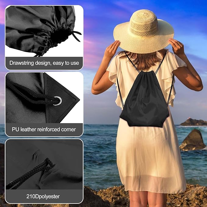 KUUQA 20Pcs Drawstring Backpack Bag Bulk Black Drawstring Bags String Backpack Sport Gym Sack Bags Foldable Storage Bag for Women Men Shopping Gym Travel Sports