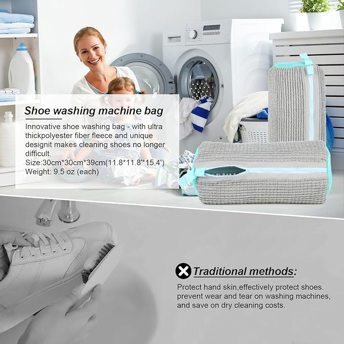 Shoe Washing Machine Bag Sole suds Magic Bag Laundry Shoes Bag (2pc Yellow)