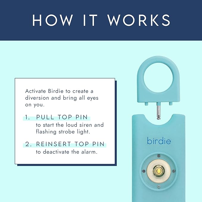She’s Birdie–The Original Personal Safety Alarm for Women by Women–Loud Siren, Strobe Light and Key Chain in a Variety of Colors (Metallic Lavender)