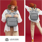 LOVEVOOK Laptop Backpack for Women,15.6 Inch Professional Womens Travel Backpack Purse Computer Laptop Bag Nurse Teacher Backpack,Waterproof College Work Bags Carry on Back Pack with USB Port,Grey