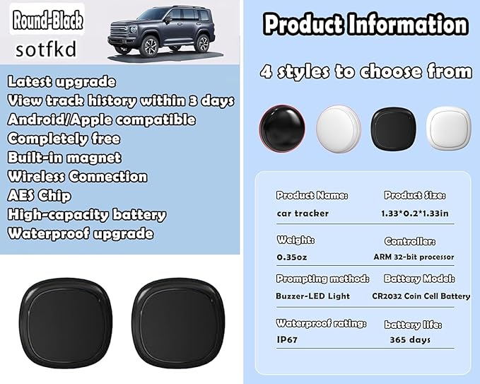 2 Pack GPS Tracker for Vehicles,Car Tracker Device Hidden,Tracker Device for Vehicles,Car GPS Tracker | Android and iOS Universal | Magnetic Shell | No Monthly Fee| View Historical Tracks | Waterproof