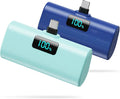[2-Pack]Portable Charger for iPhone 16/15 Series,5200mAh PD USB C Power Bank Built-in USB-C Connector,Battery Pack Compatible with iPhone 16/16 Plus/16 Pro/16 Pro Max/15 Series,Android (Blue+Green)