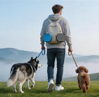 2-in-1 Collapsible Dog Bowl for Travel, Portable Dog Water Bowl with Carabiner Clip, Foldable Silicone Food Dish for Pets Outdoor Hiking Camping Walks (Gray)