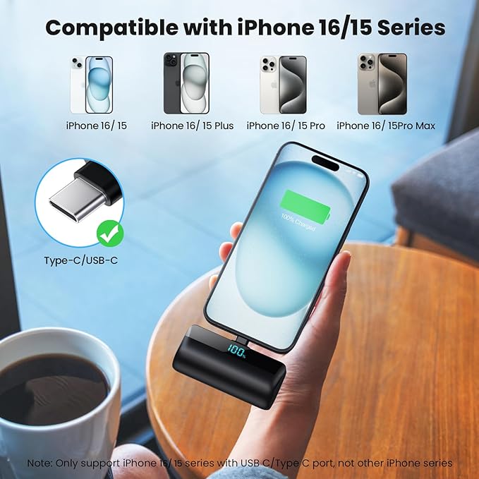 [2-Pack]Mini Portable Charger for iPhone 17/16/15,Upgraded 5500mAh PD Fast Charging USB C Power Bank,Travel Essentials Battery Pack for iPhone 17/17 Pro Max /Air/16 Plus/16/15 Series Galaxy Android