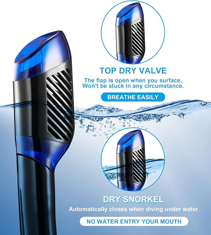 Aegend Snorkeling Gear for Adults Youth Kids, Snorkel Mask with Top Dry Valve - Panoramic View Anti-Leak and Anti-Fog with Mesh Bag for Snorkeling, Scuba Diving, Freediving & Swimming