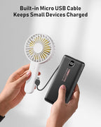 Portable Charger Power Bank Built in Cables and Wall Plug, 10000mAh iPhone Battery Pack Fast Charging, USB C External Slim Power Bank, Travel Essentials Compatible with iPhone 17 16 15 14 iPad, Black