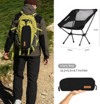 CAMEL CROWN Portable Camping Chair Lightweight Compact Folding Chair Mesh for Outdoor Camp Travel Beach Picnic Festival Hiking Backpacking Black 2 Pack