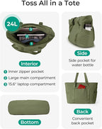 BAGSMART Tote Bag for Women, Tote Bag with Zipper Work Tote with Compartments Nurse Shoulder Hanbag for Travel, Gym