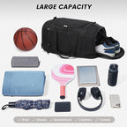 Vorspack Gym Bag for Men - 18 Inches Small Duffle Bag for Travel Lightweight Duffel Bag with Shoe Compartment Personal Item Travel Bag Weekender Bag for Travel Sports Gym - Black