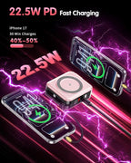 6-in-1 for Magsafe Portable Charger with Built-in Cables & Wall Plug,10000mAh Magnetic Wireless Power Bank,22.5W Fast Charging USB C Battery Pack,Travel Essentials for iPhone 17/16/15/14/13/12,Pink