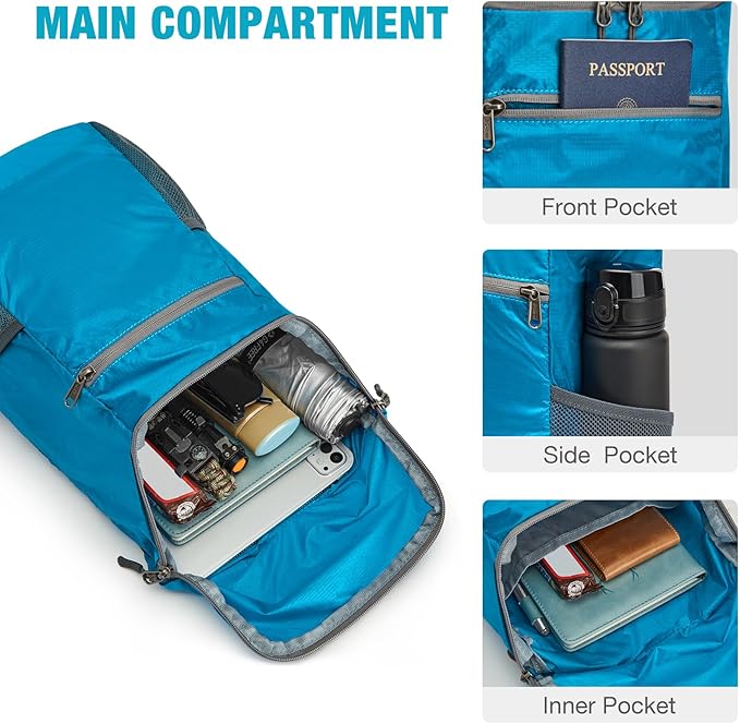 G4Free Lightweight Packable Hiking Backpack for Men Women Small Hiking Daypacks Foldable Shoulder Pack Casual Outdoor Bag 11L
