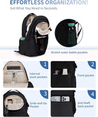 ECOHUB Travel Backpack for Men Women, 17.3 inch Suspended Laptop Backpack, Fashion Water-Resistant College Computer Bookbag, 28L Personal Item Bag with 12 Pockets for Causal, Work, Black
