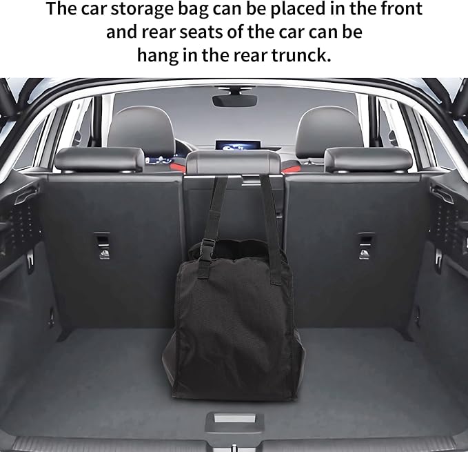 Car Seat Organizer - Large Capacity Passenger Seat Storage Travel Bag, Portable, Foldable and Collapsible Miscellaneous Car Hanging Bags, Reusable Shopping Tote with Drawstrings