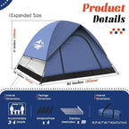 Tents for Camping 2-3 Person Tent – Camping Tent with Rainfly Waterproof 2500MM, Easy Setup in 5 Mins, Ourtdoor Dome Tents Lightweight Backpacking Tent for Couples, Small Families, Festivals, Backyard