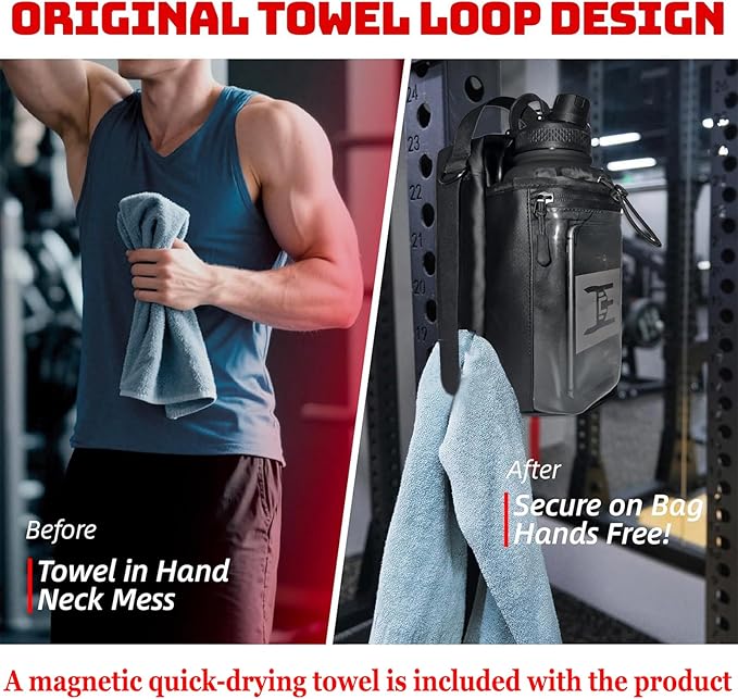 Magnetic Gym Bag Water Bottle Holder Small Gym Bag for Men, Gym Gifts, 11LB Strong Grip Waterproof 900D