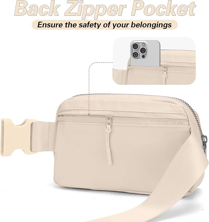 JSJ Mini Fanny Pack for Women & Men,Valentines Day Gifts for Girls Teens Kids Daughter Sister Her,Trendy Stuff Crossbody Bags Cute Everywhere Belt Bags.(Creamy)