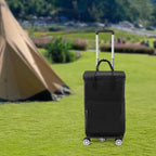 Shopping Trolley with Wheels Collapsible Shopping Cart Utility Dolly Luggage Cart with Telescopic Drawbar, 55.12 Lbs Load-Bearing, for Shopping, Camping, Travel (Black)