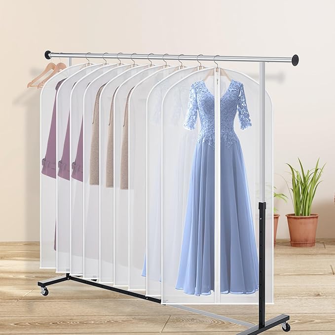 60 inches Garment Bags for Closet Storage with Zipper Clear Garments Bag for Gowns Long, Dresses, Suit, Coat - Set of 20 [Upgraded Version]