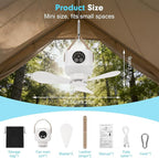 Portable Ceiling Fan with Lights Remote,USB Rechargeable Camping Fan,9.25" Wireless Tent Fan with 4 Speeds,Timer,Battery-Powered Ceiling Fan for RV,Truck,Rooftop Tent,Travel,Camping